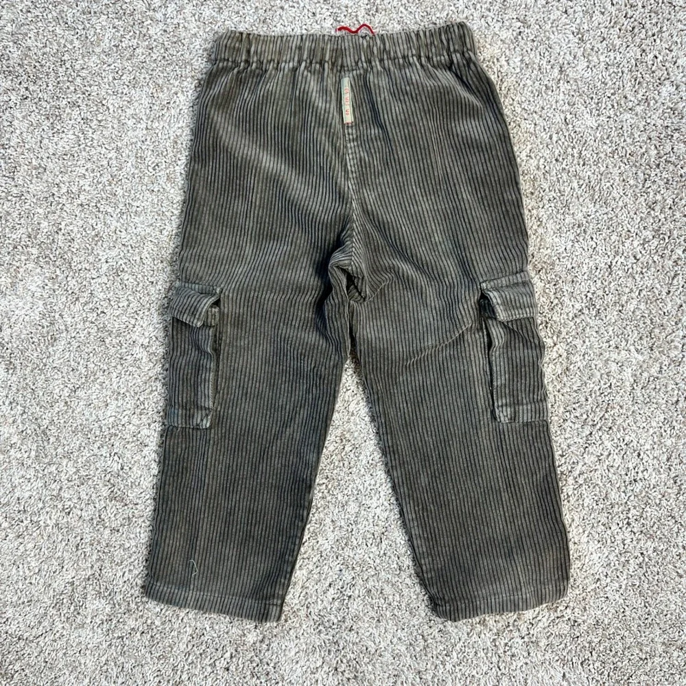 Petit Bateau Cargo Pants Kids 5 Olive Green Utility Corduroy Gorpcore Rugged